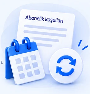 Temsili: abonelik koşulları belgesi, takvim ve yenileme simgesi