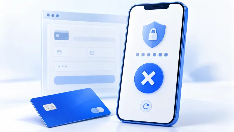 Telefonda kilit simgesi ve çarpı işaretiyle başarısız 3D doğrulama ekranı çizimi
