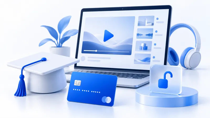 Dijital İçerik ve Online Kurs Platformları İçin Ödeme Altyapısı konusunu anlatan kapak çizimi