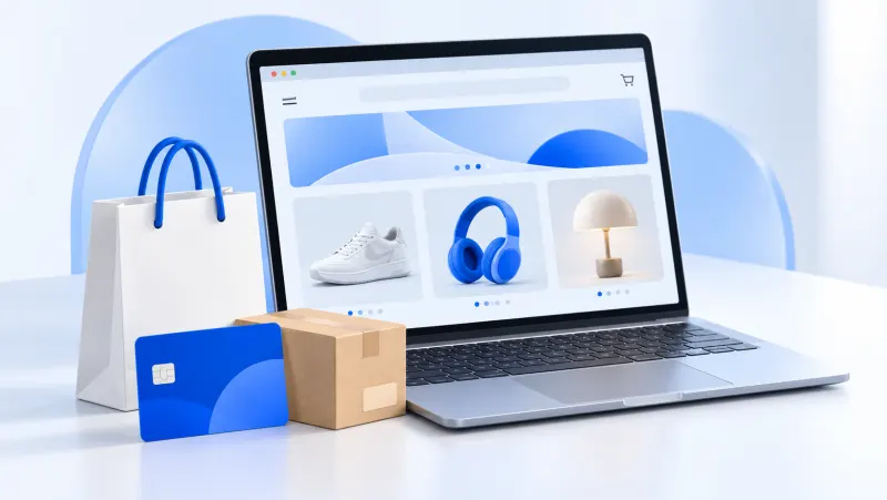 E-Ticaret Nedir? Online Satış Dünyasına Giriş Rehberi konusunu anlatan kapak çizimi