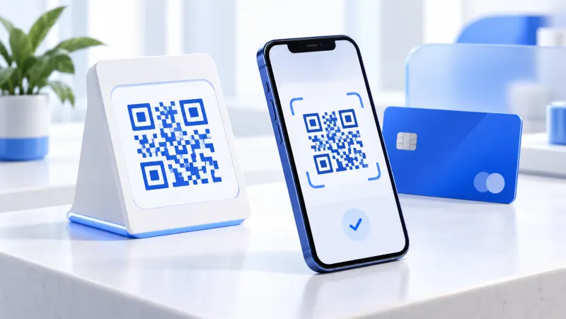 QR Kod ile Ödeme Nasıl Yapılır? İşletmeler İçin Rehber konusunu anlatan kapak çizimi