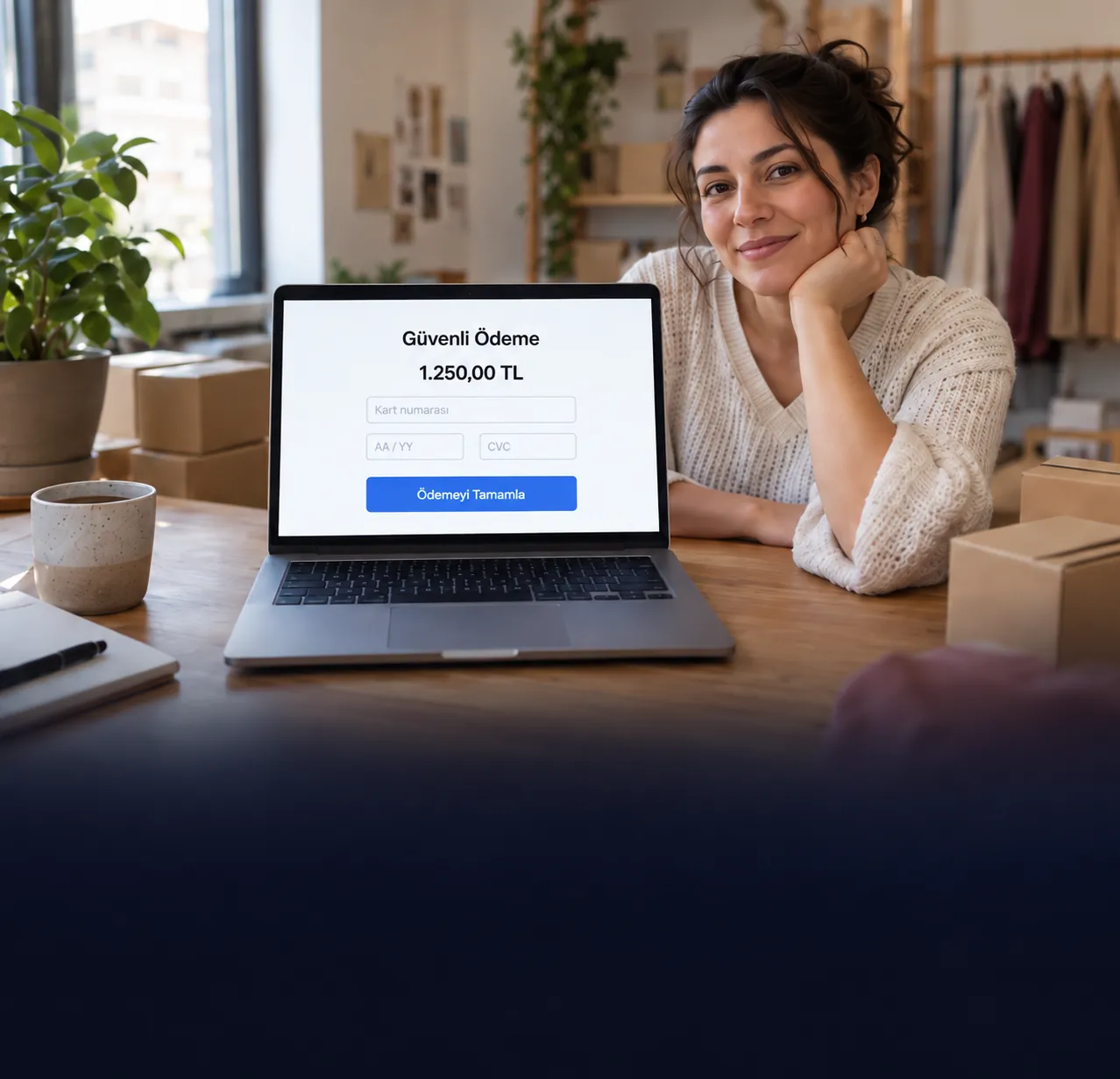 Laptop ekranında temsili sanal POS ödeme sayfası